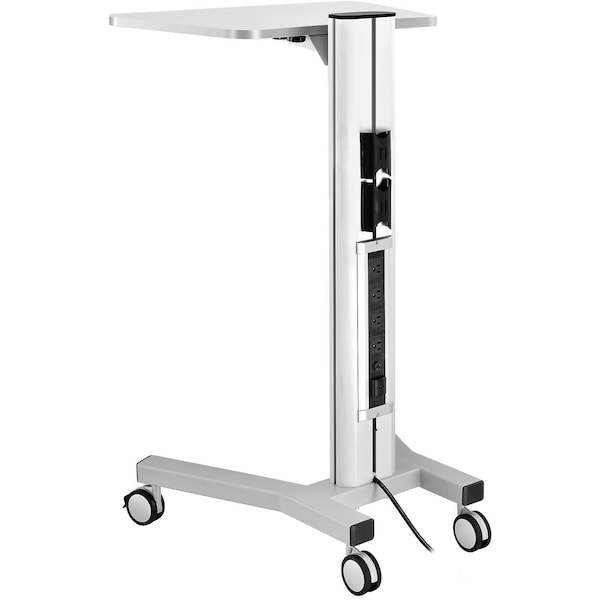 Global Industrial Mobile Laptop Workstation, Height Adjustable, 4-Outlet Power Strip 670060 - main